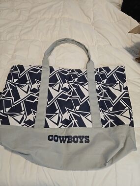 Cowboys Navy & Gray Geometric Duffel Tote 0504